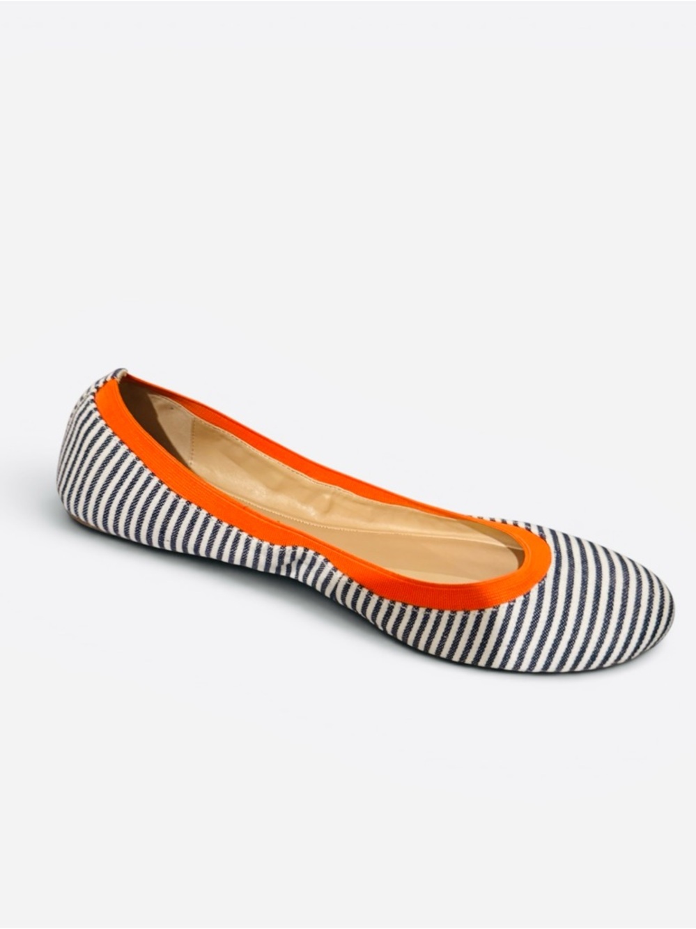 BCBGeneration Moneli-X Navy/White/Tangerine Striped Ballet Flat - Picture 4 of 11